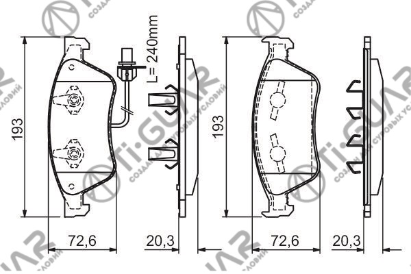 Тормозные колодки TG-0351/PN0351W* Ti·GUAR